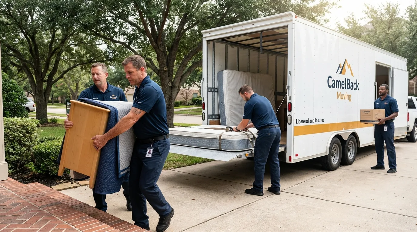 Crew loading residential truck for cross-state move from Parowan, UT