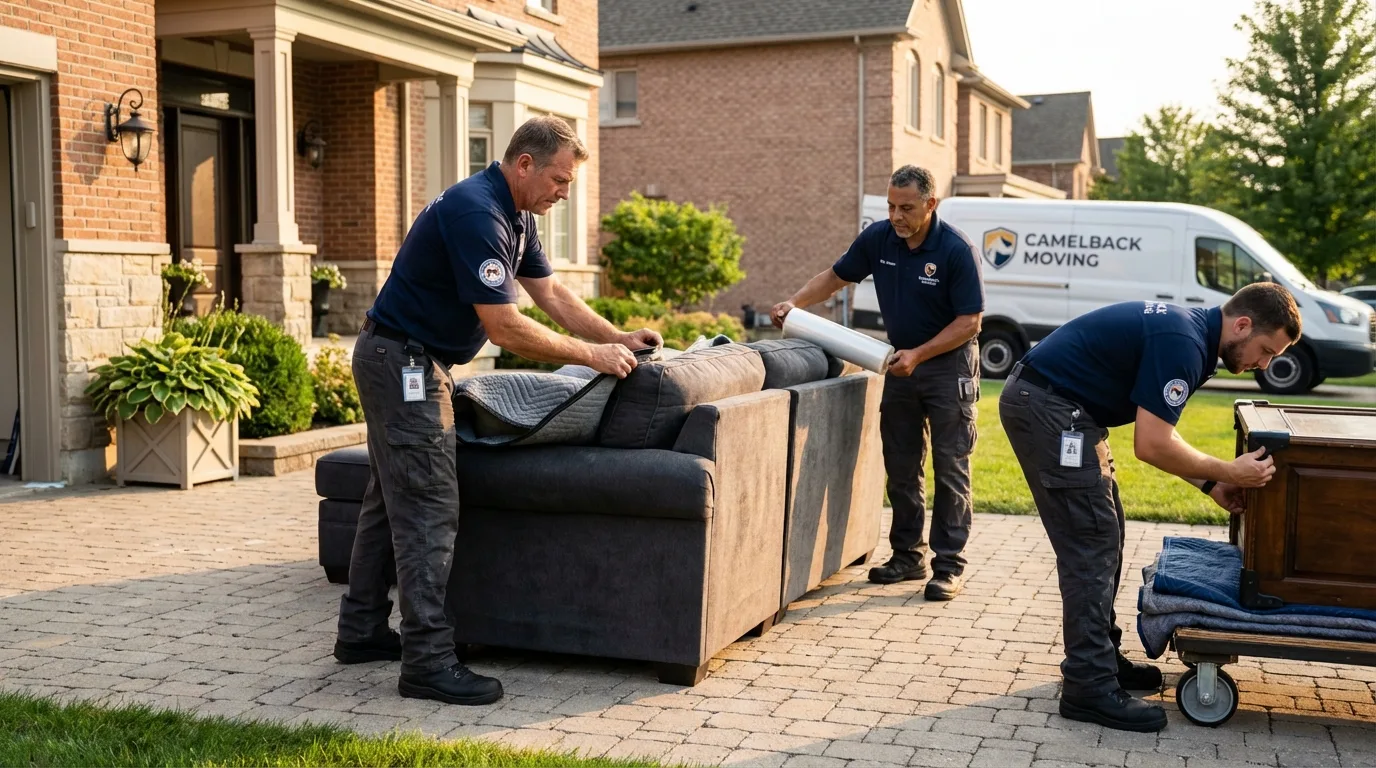 Large estate moving crew wrapping furniture in Parowan, UT
