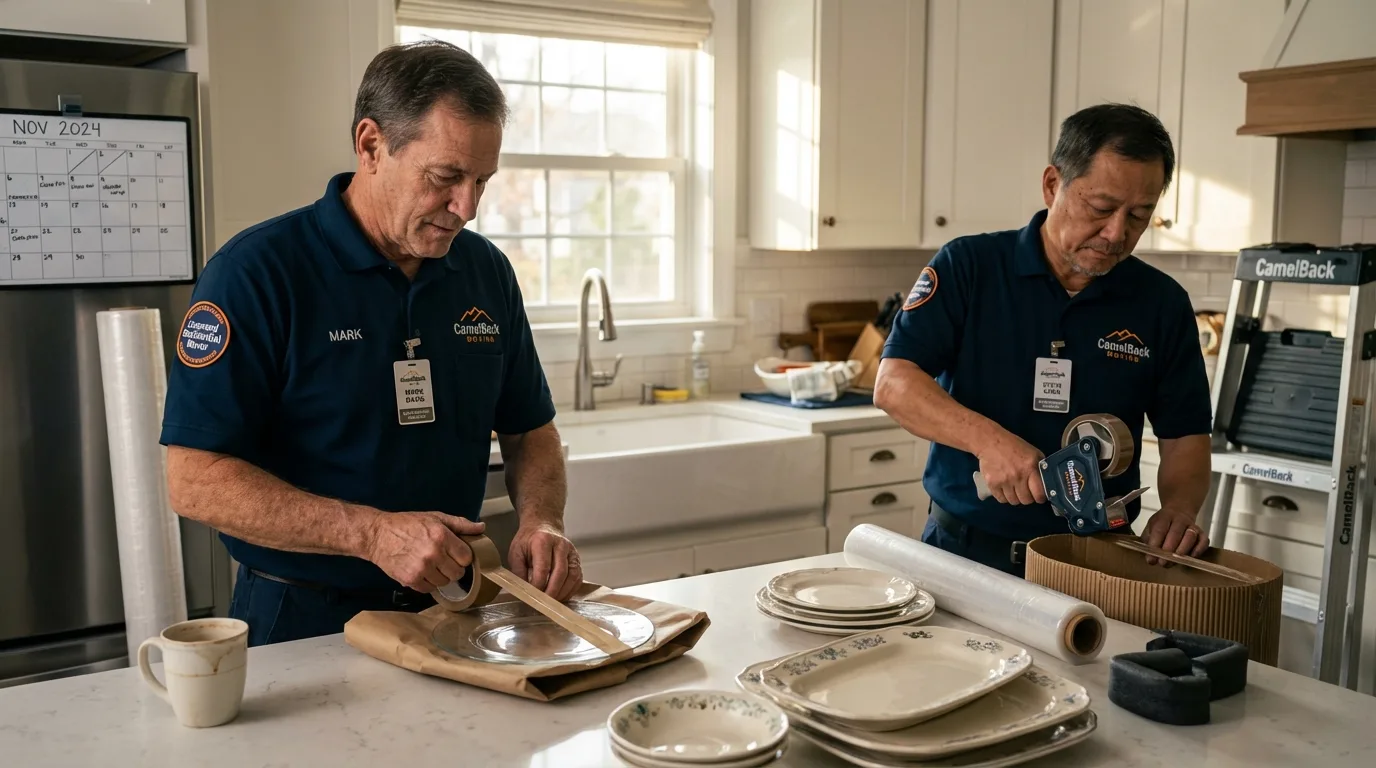 Professional crew packing kitchen dishware in Parowan, UT